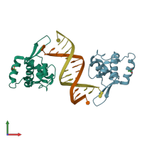 PDB entry 3aaf coloured by chain, front view.