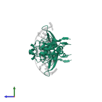 Bifunctional 3'-5' exonuclease/ATP-dependent helicase WRN in PDB entry 3aaf, assembly 1, side view.