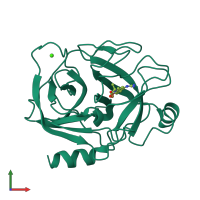 PDB entry 3aas coloured by chain, front view.