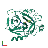 PDB entry 3aau coloured by chain, front view.