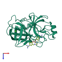 PDB entry 3aau coloured by chain, top view.