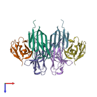 PDB entry 3ab0 coloured by chain, top view.
