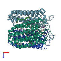 PDB entry 3abw coloured by chain, top view.