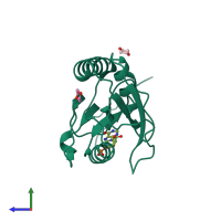 PDB entry 3acd coloured by chain, side view.