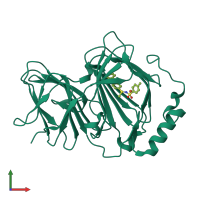 PDB entry 3acl coloured by chain, front view.