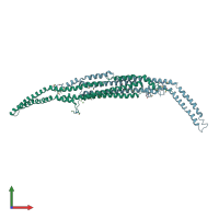 PDB entry 3aco coloured by chain, front view.