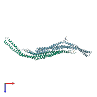 PDB entry 3aco coloured by chain, top view.