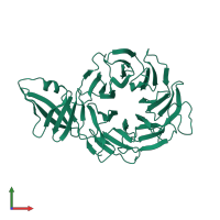 PDB entry 3acp coloured by chain, front view.
