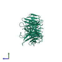 PDB entry 3acp coloured by chain, side view.