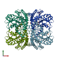 PDB entry 3acz coloured by chain, front view.