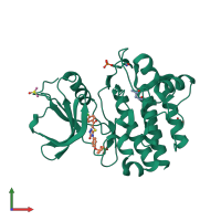 Monomeric assembly 1 of PDB entry 3ad5 coloured by chemically distinct molecules, front view.