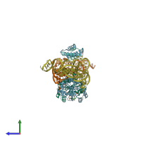 PDB entry 3adc coloured by chain, side view.