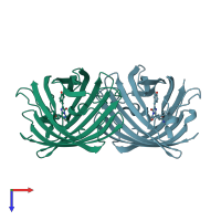 PDB entry 3adf coloured by chain, top view.
