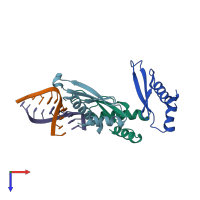 PDB entry 3adi coloured by chain, top view.