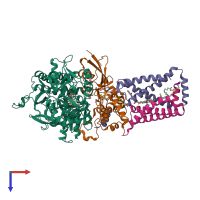 PDB entry 3ae2 coloured by chain, top view.