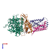 PDB entry 3ae3 coloured by chain, top view.
