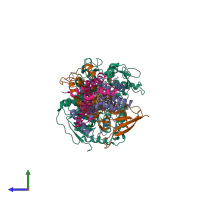 PDB entry 3ae5 coloured by chain, side view.