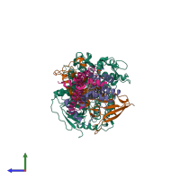 Hetero tetrameric assembly 1 of PDB entry 3ae8 coloured by chemically distinct molecules, side view.