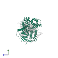 Succinate dehydrogenase [ubiquinone] flavoprotein subunit, mitochondrial in PDB entry 3ae8, assembly 1, side view.