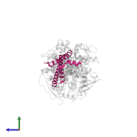 Succinate dehydrogenase [ubiquinone] cytochrome b small subunit, mitochondrial in PDB entry 3ae8, assembly 1, side view.
