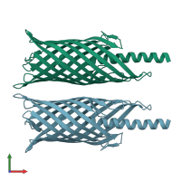 PDB entry 3aeh coloured by chain, front view.