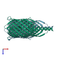 PDB entry 3aeh coloured by chain, top view.