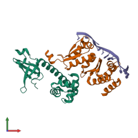 PDB entry 3aev coloured by chain, front view.