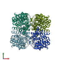 PDB entry 3afe coloured by chain, front view.