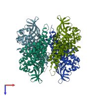 PDB entry 3afe coloured by chain, top view.