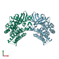 PDB entry 3aff coloured by chain, front view.