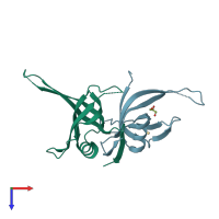 PDB entry 3afp coloured by chain, top view.