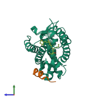 PDB entry 3afr coloured by chain, side view.