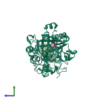 PDB entry 3afv coloured by chain, side view.