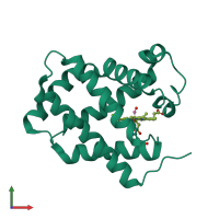 PDB entry 3ag0 coloured by chain, front view.