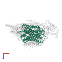 Cytochrome c oxidase subunit 1 in PDB entry 3ag3, assembly 1, top view.