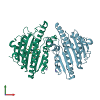 PDB entry 3agc coloured by chain, front view.