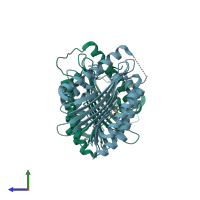 PDB entry 3agc coloured by chain, side view.