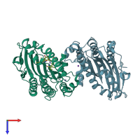 PDB entry 3agc coloured by chain, top view.