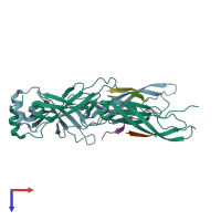 PDB entry 3agz coloured by chain, top view.