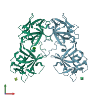 PDB entry 3ah1 coloured by chain, front view.