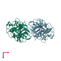PDB entry 3ah2 coloured by chain, top view.
