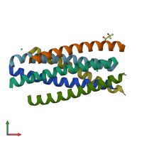 PDB entry 3aha coloured by chain, front view.