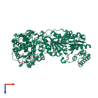 PDB entry 3ahe coloured by chain, top view.