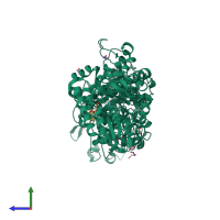 PDB entry 3ahj coloured by chain, side view.