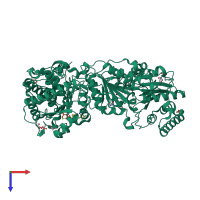 PDB entry 3ahj coloured by chain, top view.
