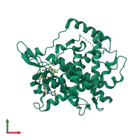 PDB entry 3ahr coloured by chain, front view.