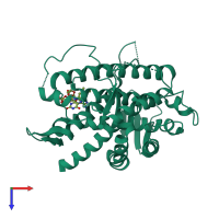 PDB entry 3ahr coloured by chain, top view.