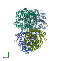 PDB entry 3ahy coloured by chain, side view.