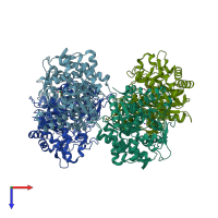 PDB entry 3ahy coloured by chain, top view.