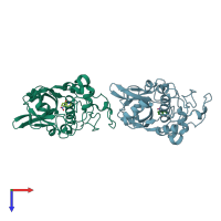 PDB entry 3ai8 coloured by chain, top view.